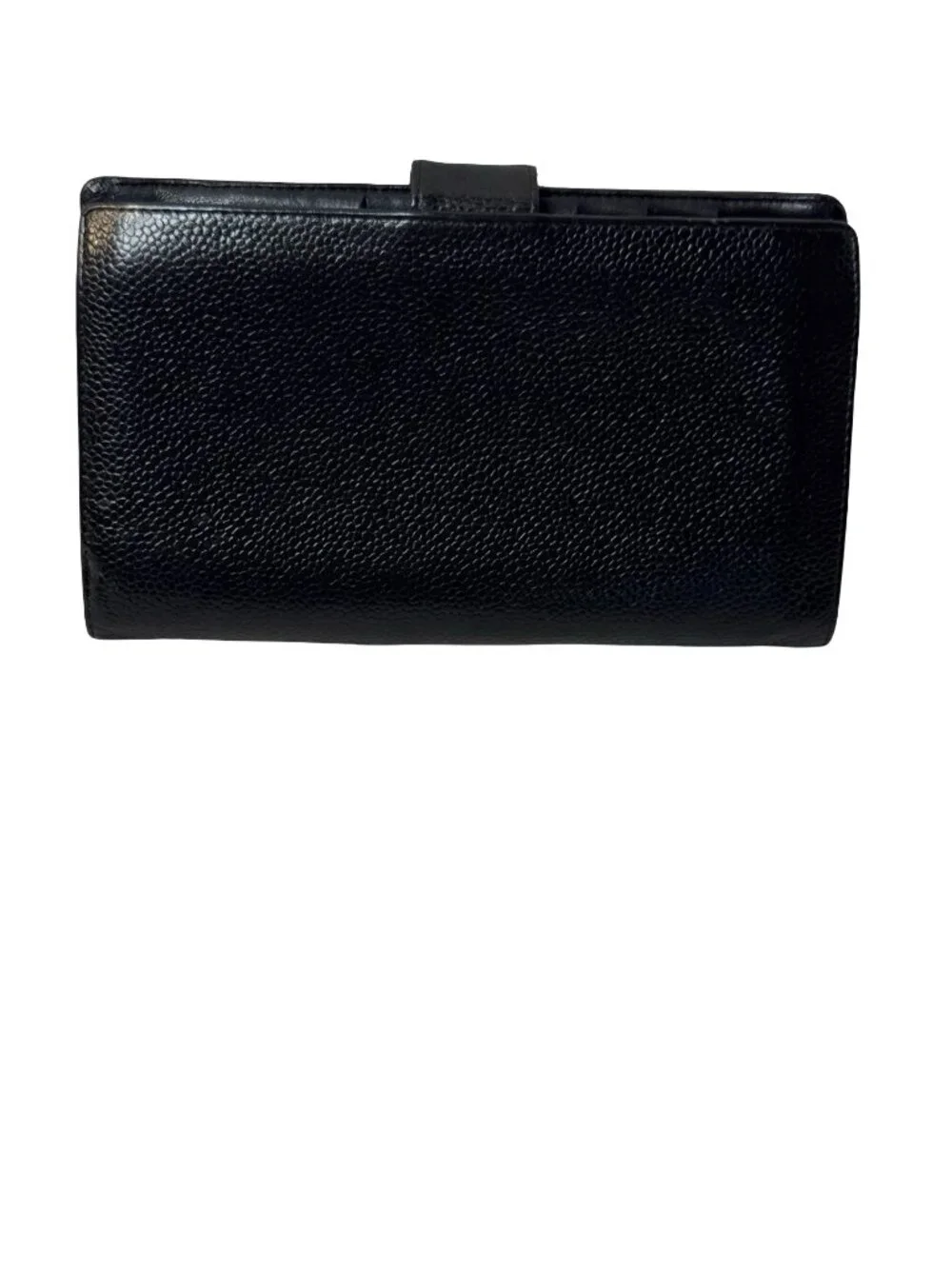 Chanel Vintage Timeless CC Caviar Leather Long Wallet Black Kisslock